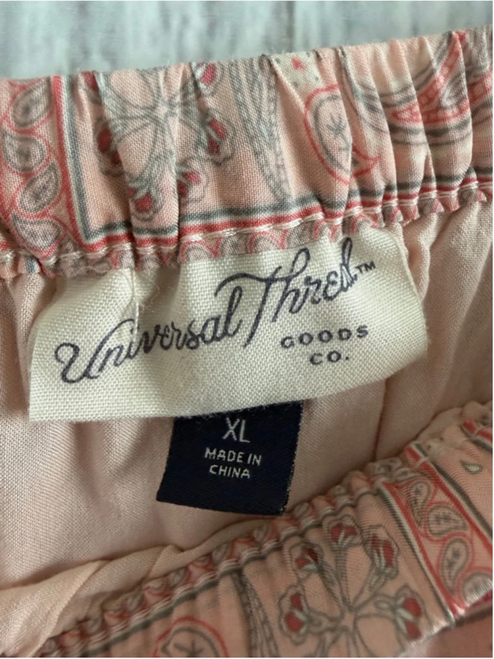 Women's Universal Thread Pink Gray Paisley Bandanna Print Ruffle Mini Skirt XL
